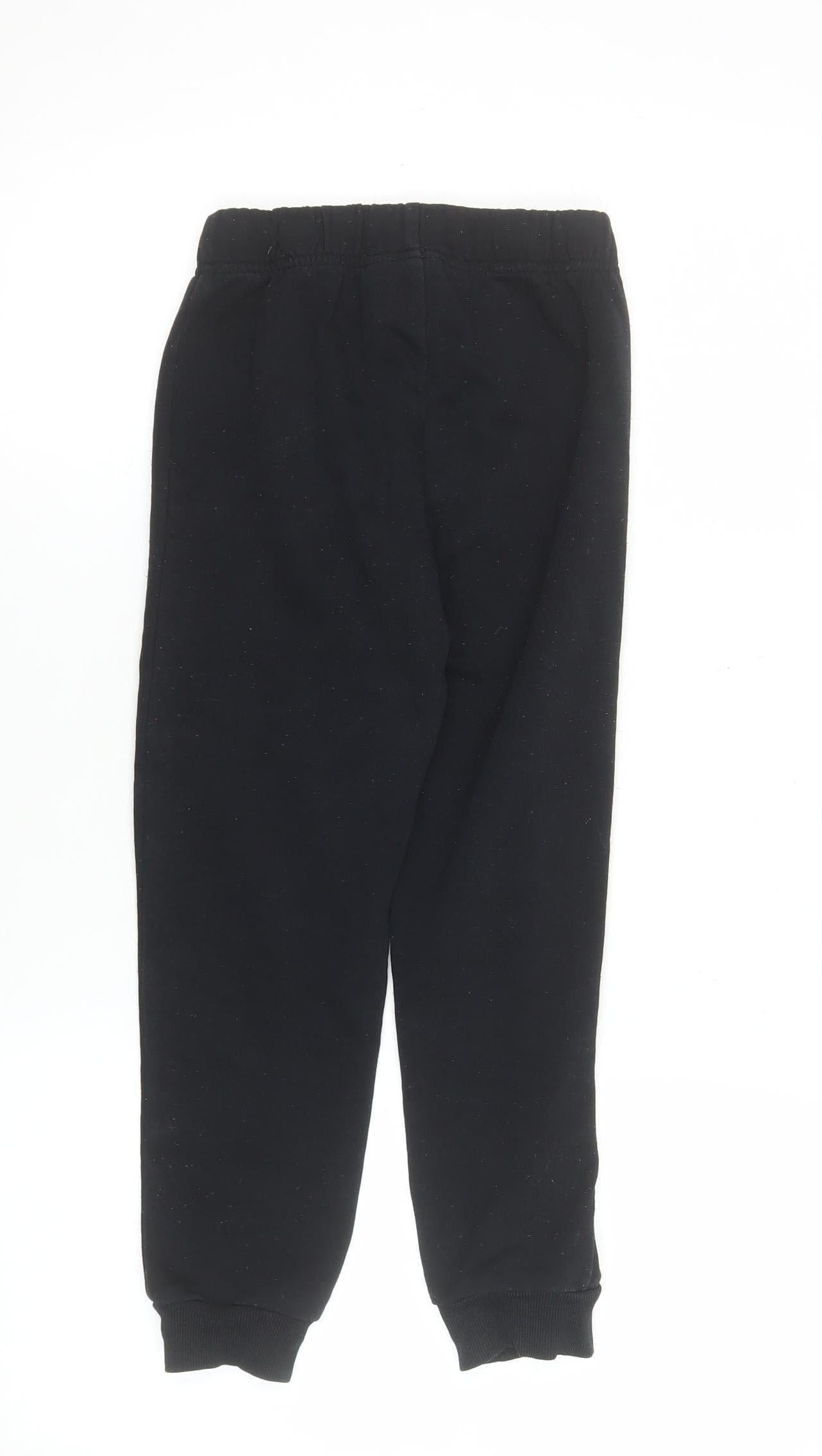 Disney Boys Black Marvel Jogger Trousers 6-8 Years Fleece Drawstring Pants
