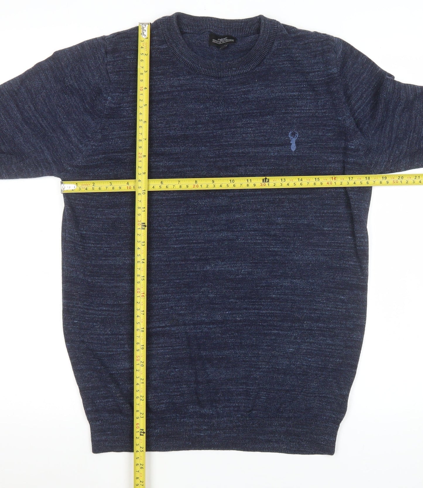 Next Men’s Blue Crew Neck Cotton Blend Pullover Jumper Size S