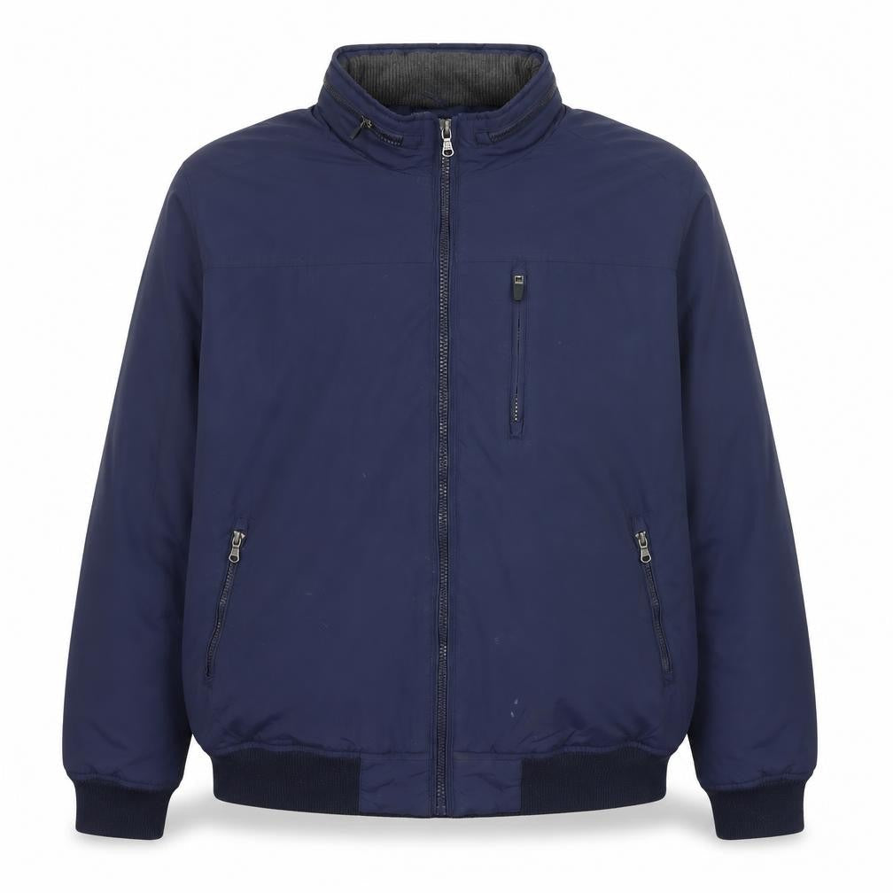 St. Bernard Men’s Blue Nylon Bomber Jacket XL Full Zip Casual
