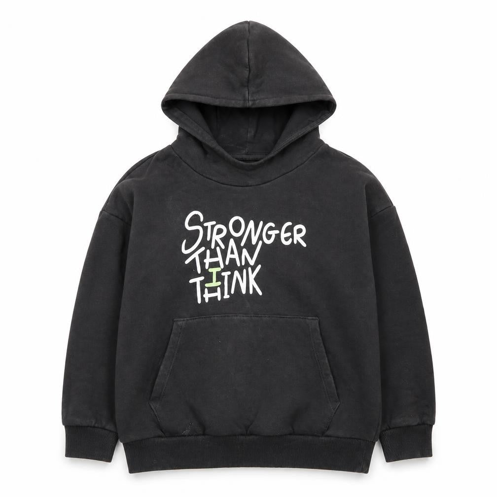Marks & Spencer Girls Black Pullover Hoodie 6-7 Years Graphic Print Fleece
