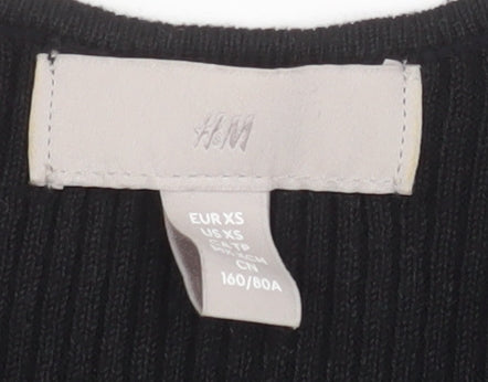 H&M Women’s Black Ribbed Knit Bodycon Midi Dress XS