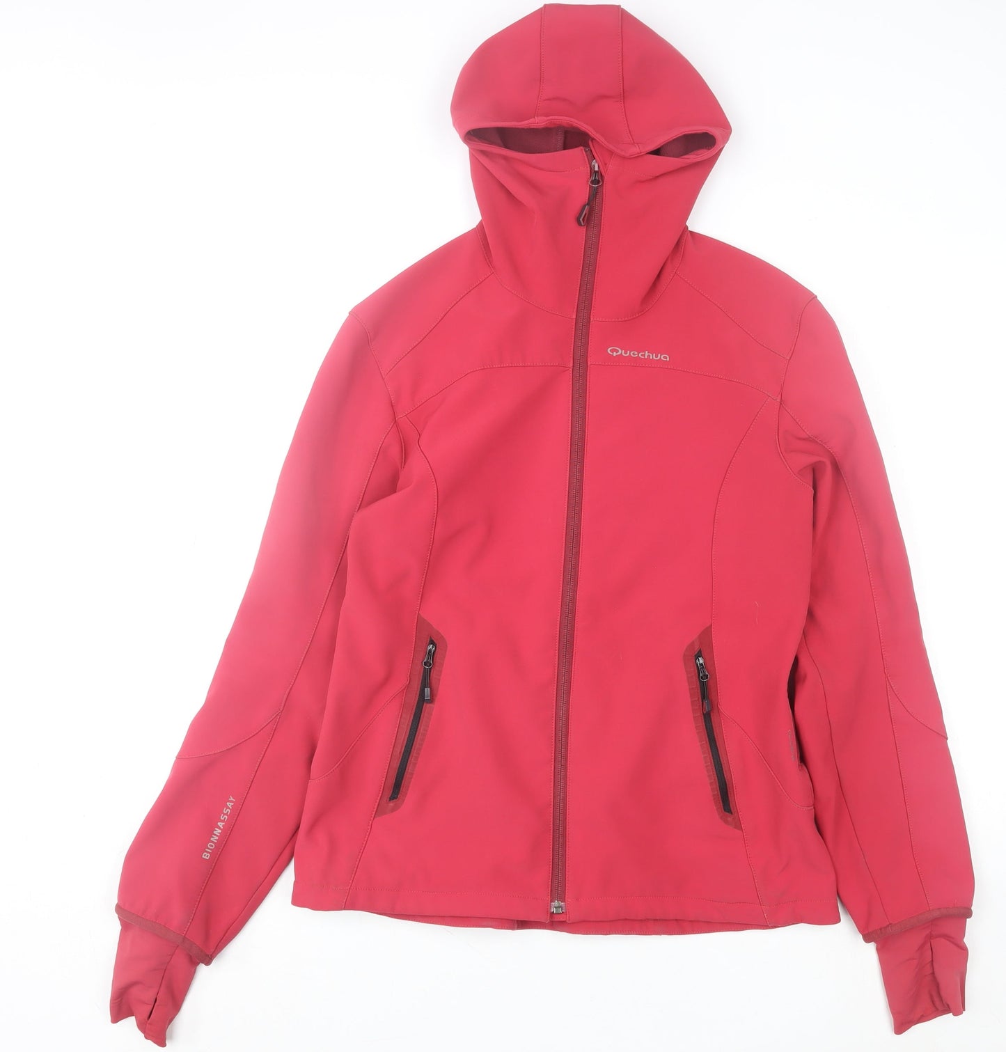 Quechua Women's Red Soft Shell Hooded Jacket Size 14