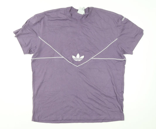 Adidas Men's Purple XL Cotton Crew Neck T-Shirt