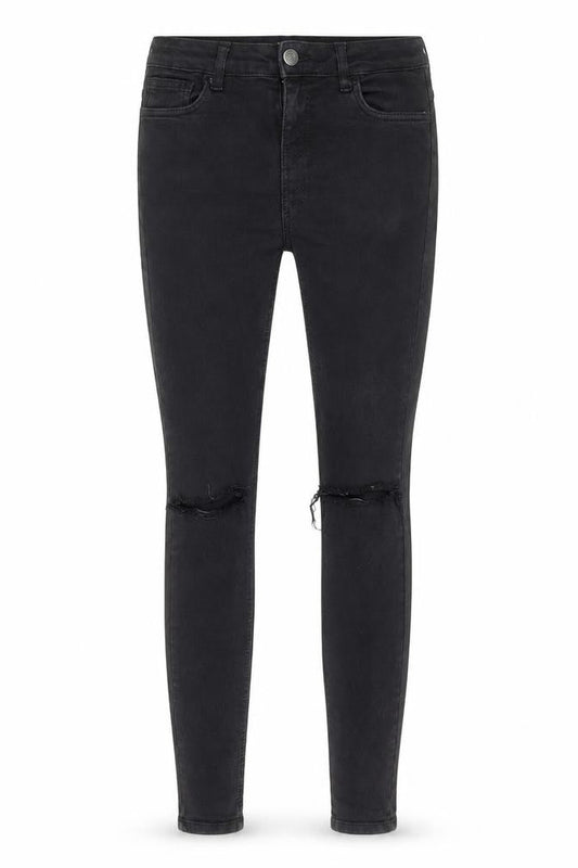 HERA Women's Black Distressed Skinny Jeans L Stretch Denim