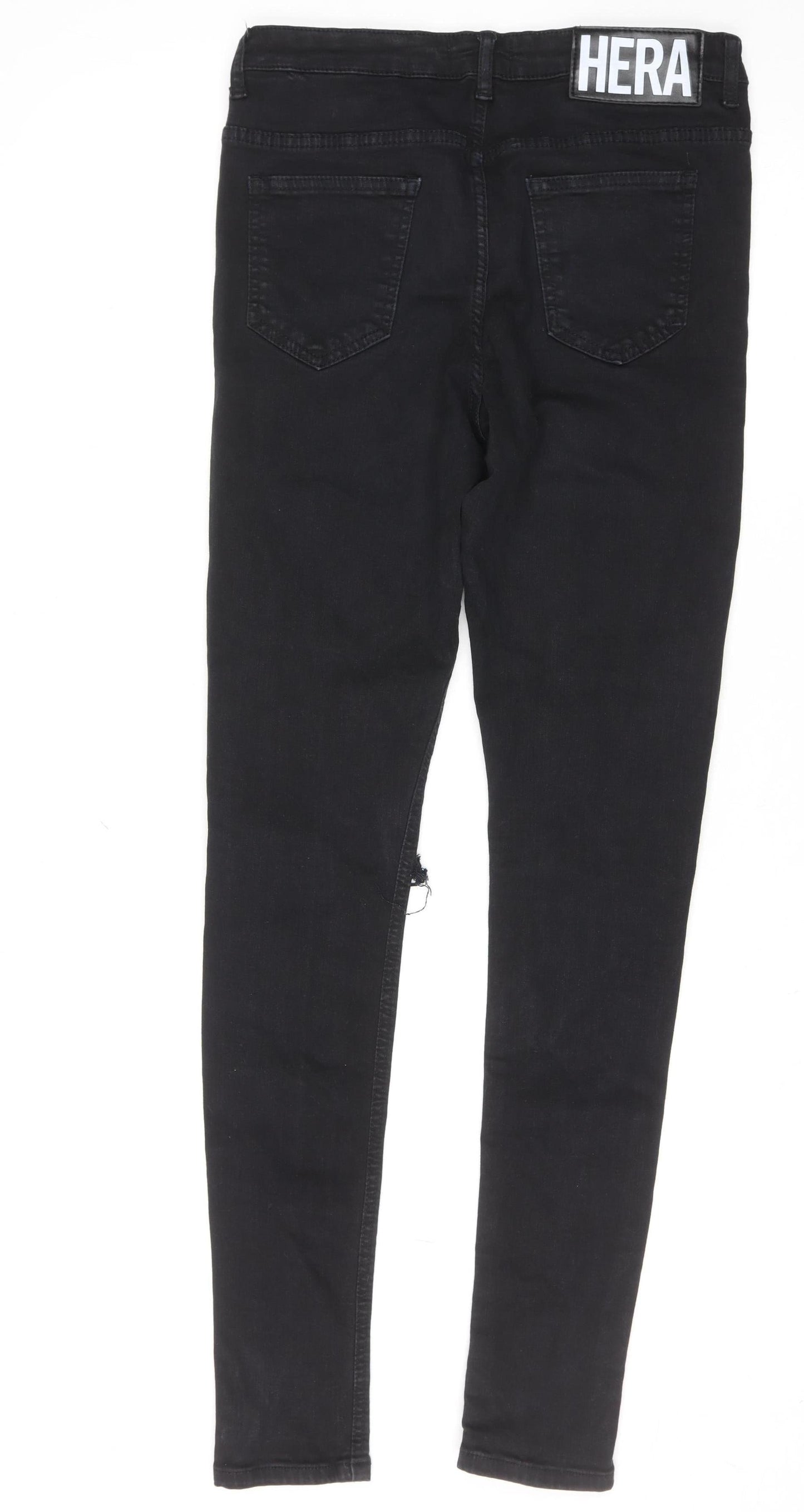 HERA Women's Black Distressed Skinny Jeans L Stretch Denim