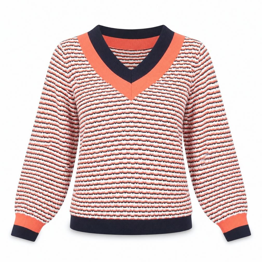 Savida Women's Multicoloured Striped V-Neck Knit Jumper Size 12