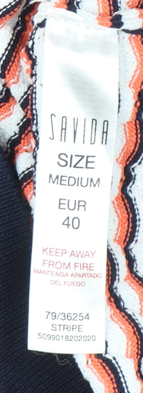 Savida Women's Multicoloured Striped V-Neck Knit Jumper Size 12