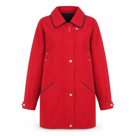 David Barry Women’s Red Mid-Length Rain Coat Size 10 Waterproof