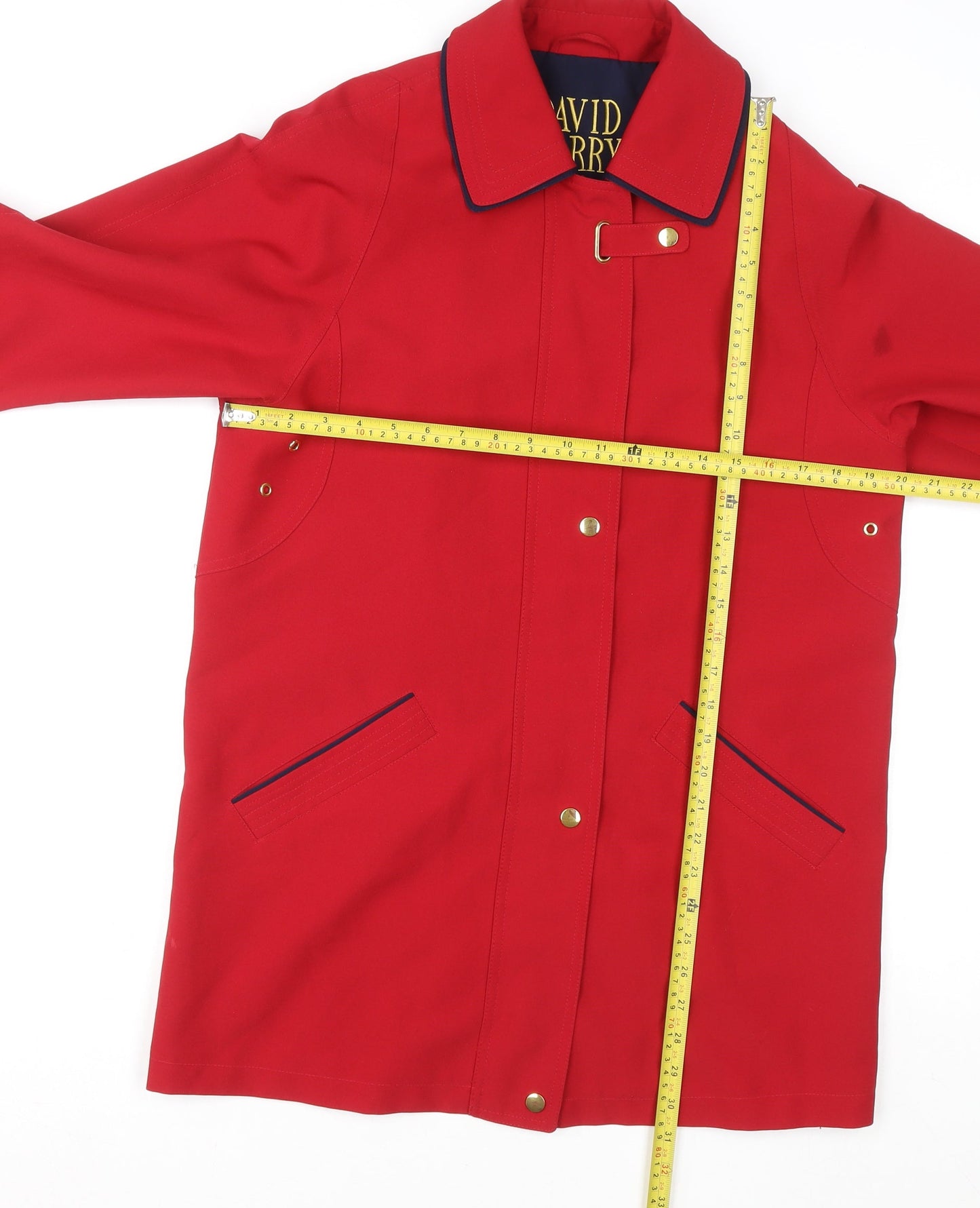 David Barry Women’s Red Mid-Length Rain Coat Size 10 Waterproof