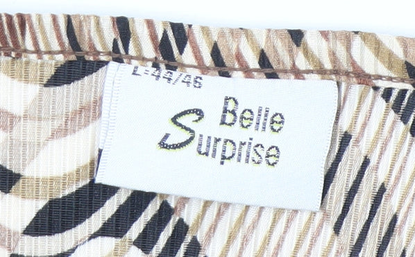 Belle Surprise Women’s Beige Geometric Sleeveless Blouse Size L