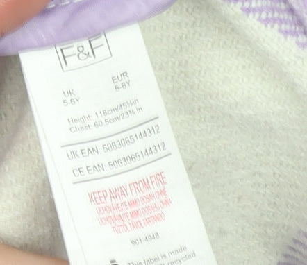 F&F Girls Purple Check Shirt Jacket 5-6 Years Lined Button Front