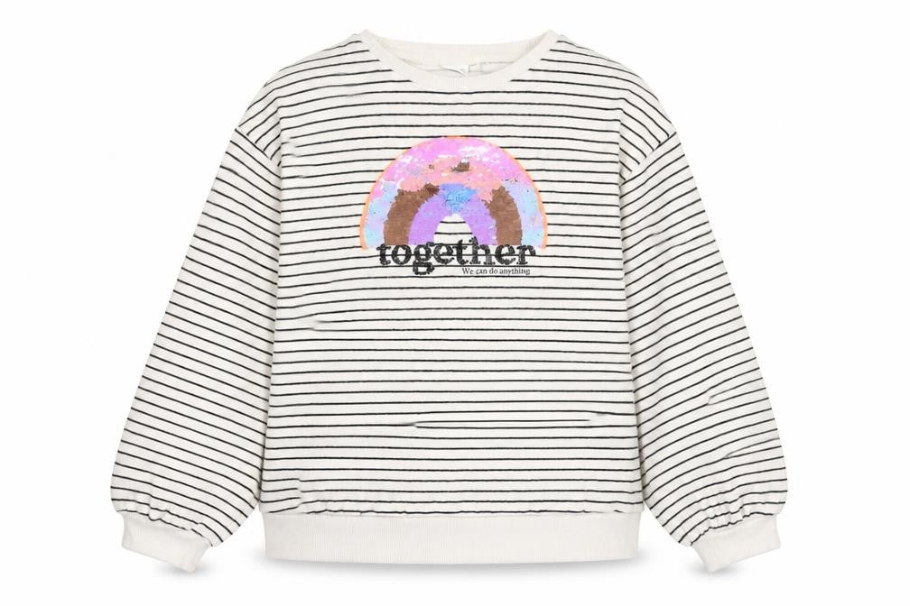 Next Girls Beige Striped Sequin Pullover Sweatshirt 11 Years 146cm