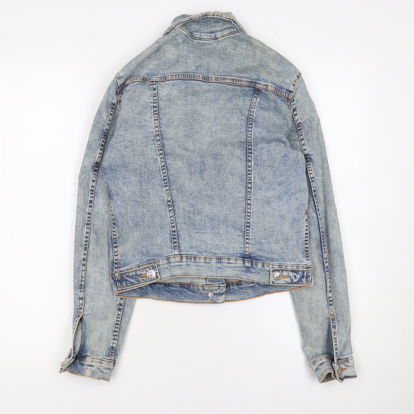 Mango Women's Blue Denim Basic Jacket XS Long Sleeve Casual
