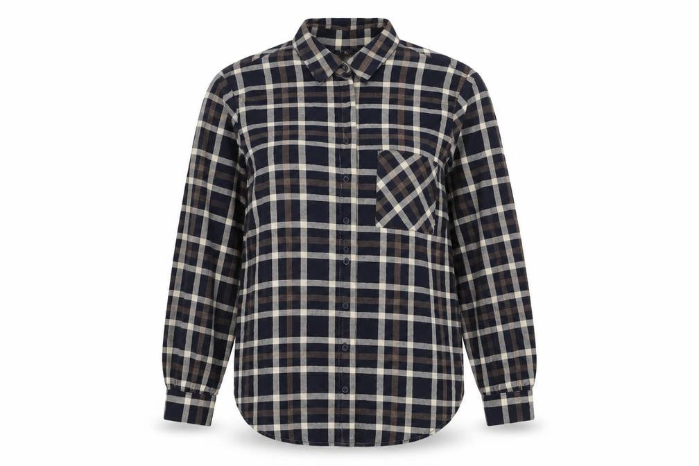 Dunnes Women's Blue Check Long Sleeve Button-Up Shirt Size 14