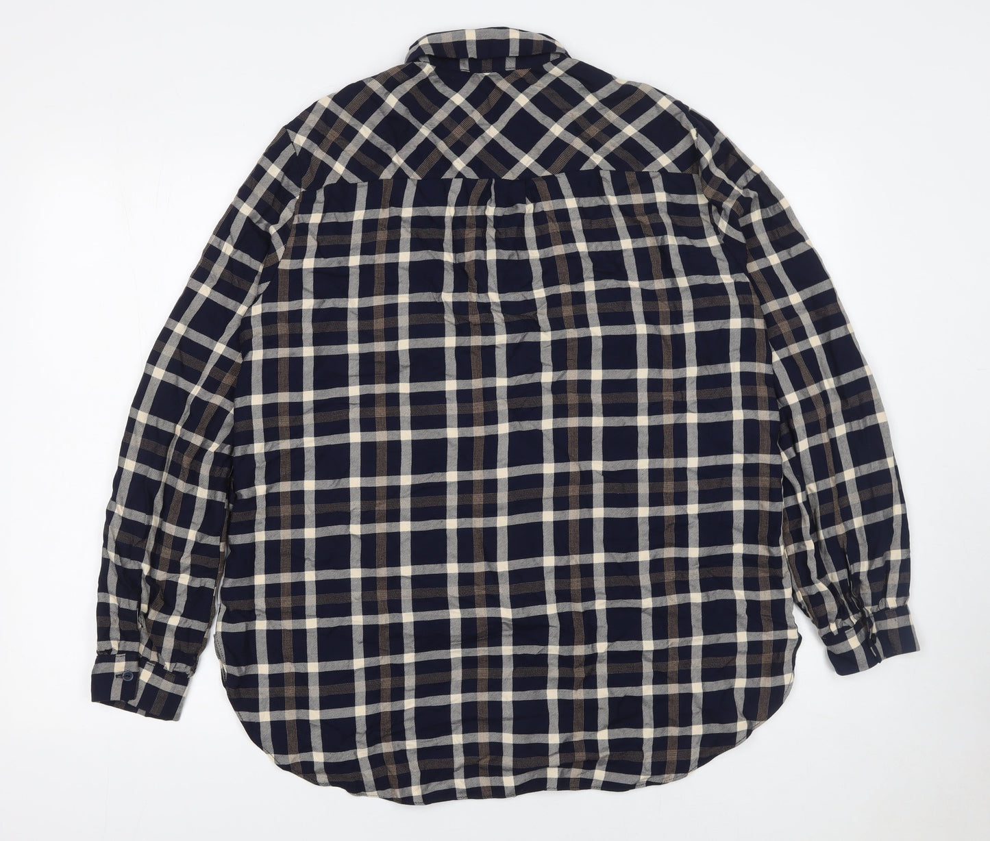 Dunnes Women's Blue Check Long Sleeve Button-Up Shirt Size 14