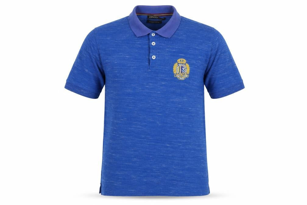 Diners Men's Blue Organic Cotton Short Sleeve Polo Shirt M