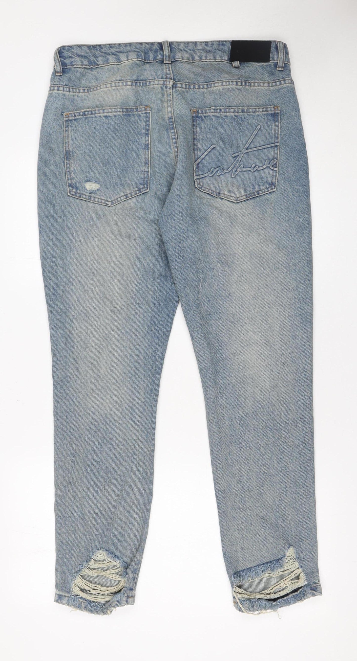Couture Men's Blue Distressed Straight Jeans Size 32 Denim
