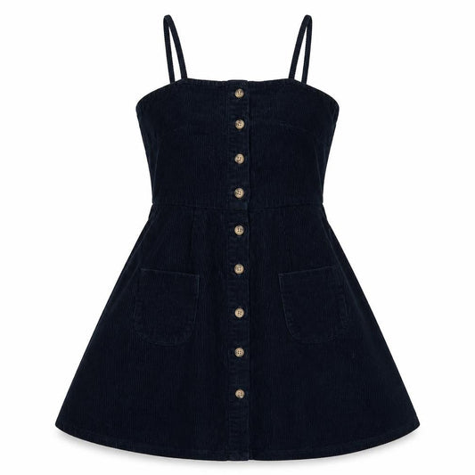 ASOS Women Black Corduroy Pinafore Dress Size 8 Sleeveless Adjustable Straps