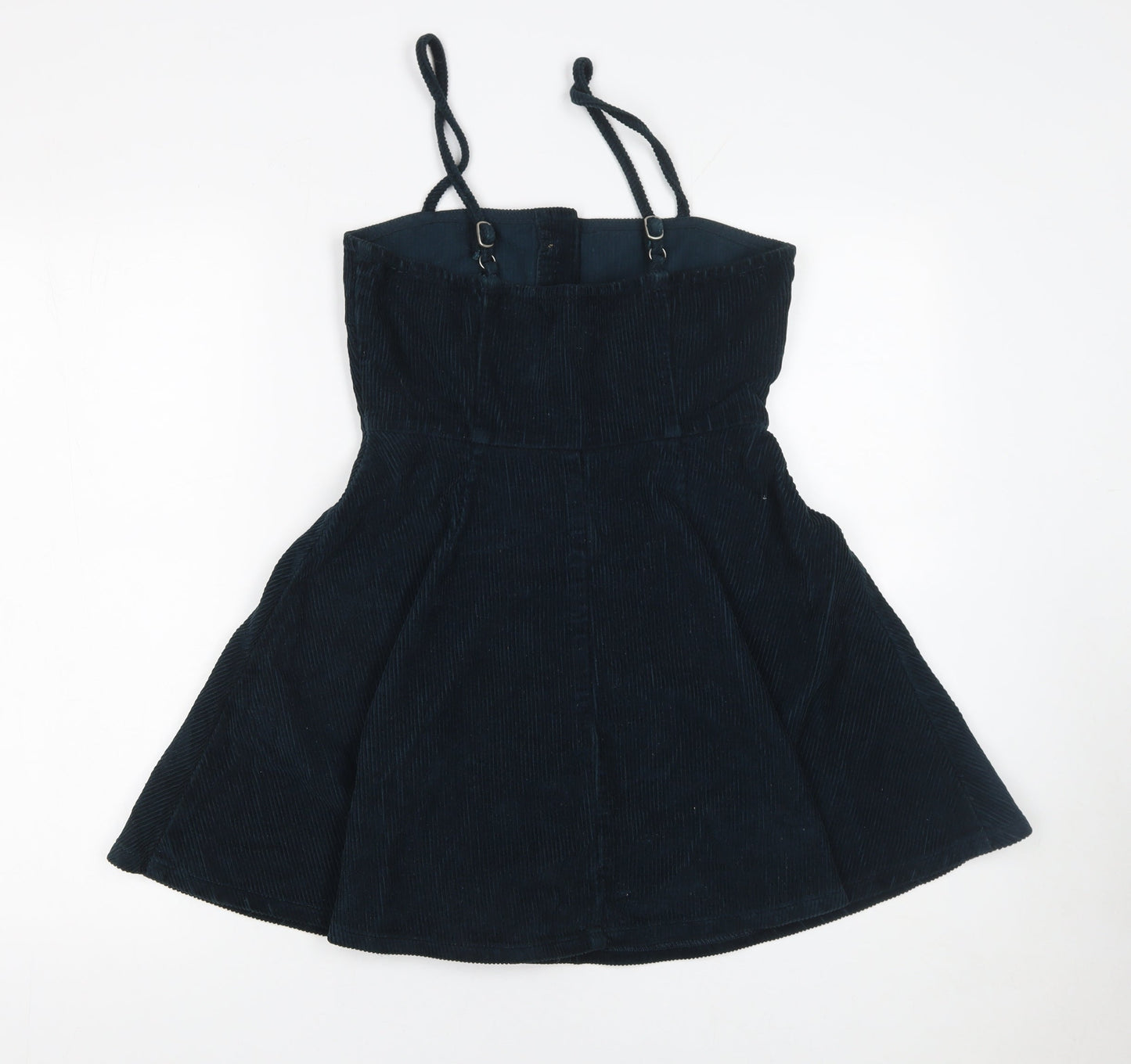ASOS Women Black Corduroy Pinafore Dress Size 8 Sleeveless Adjustable Straps