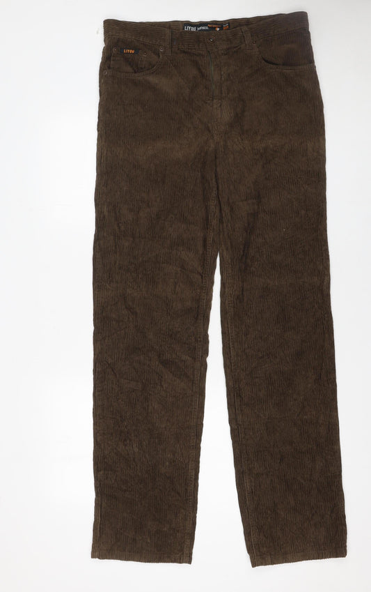 Liyou Men Brown Corduroy Straight Trousers Size 35 Cotton Casual