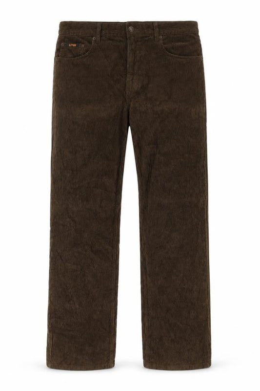 Liyou Men Brown Corduroy Straight Trousers Size 35 Cotton Casual