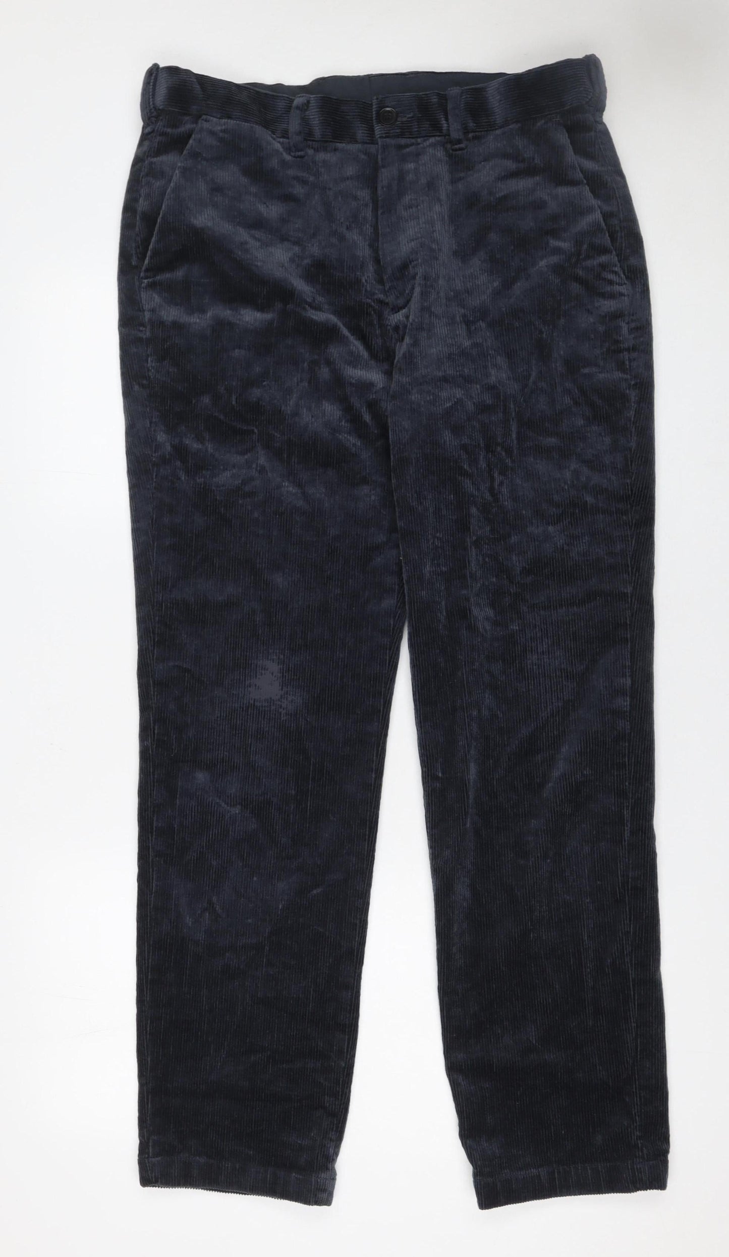 Marks and Spencer Men's Blue Corduroy Regular Fit Trousers 34x31