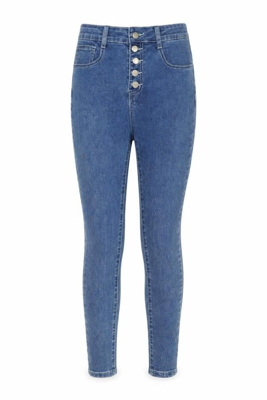 FAE London Womens Blue Size 8 Skinny Denim Jeans Button Fly Stretch