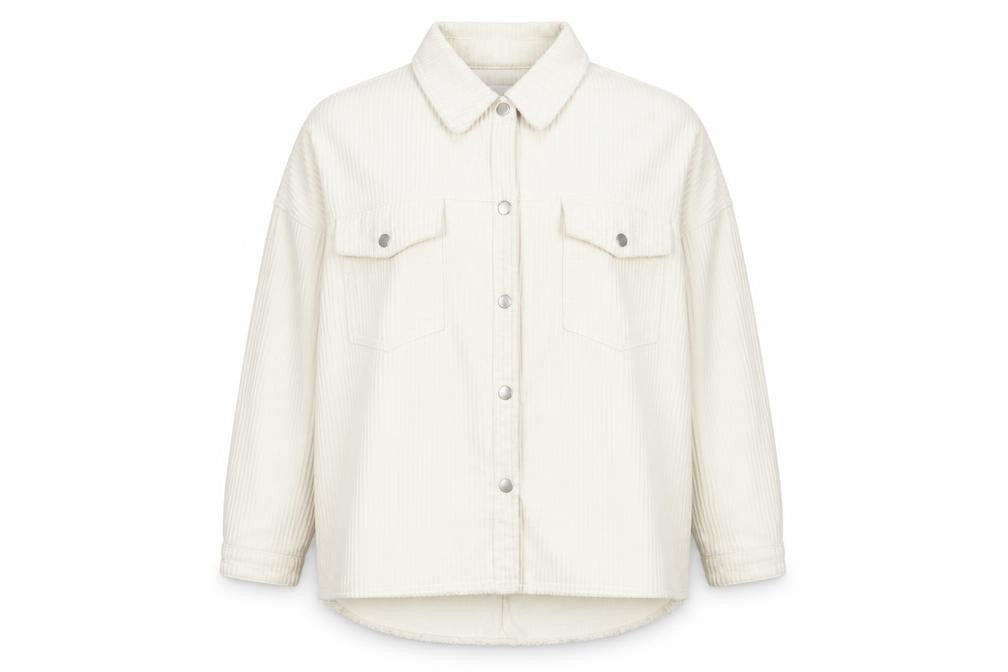 ZARA Women Ivory Corduroy Button Front Relaxed Fit Jacket Size 12