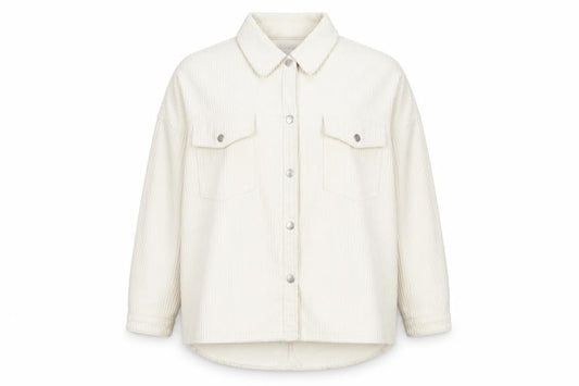 Zara Women Ivory Corduroy Button Front Relaxed Fit Jacket Size 12