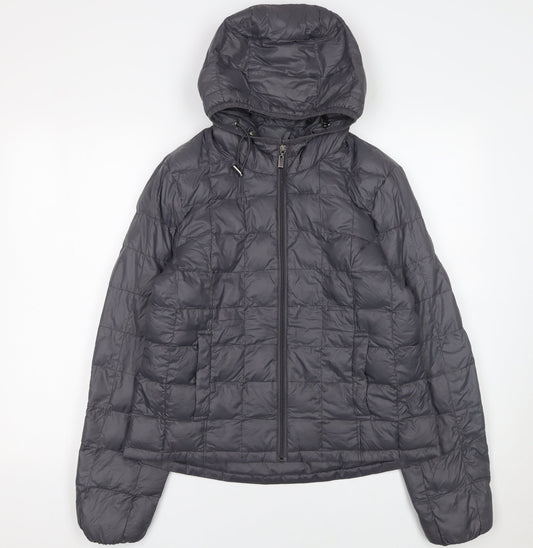 OVS Girls Grey XL Hooded Puffer Jacket Lightweight Quilted Coat