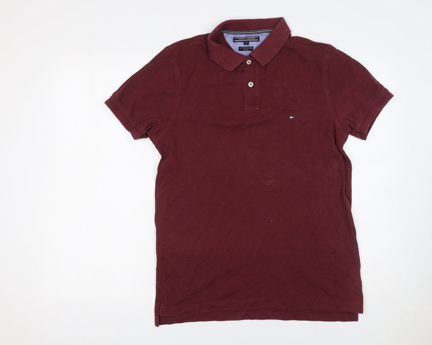 Tommy Hilfiger Men’s Burgundy Slim Fit Cotton Polo Shirt Size M