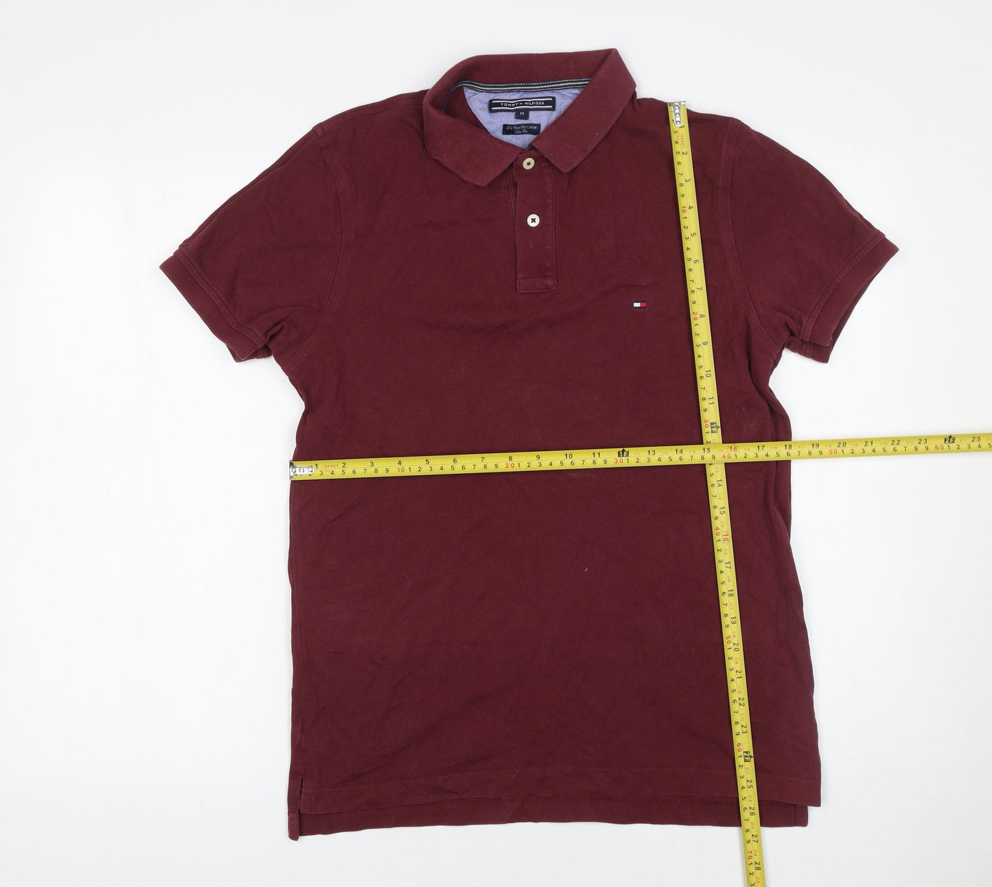 Tommy Hilfiger Men’s Burgundy Slim Fit Cotton Polo Shirt Size M