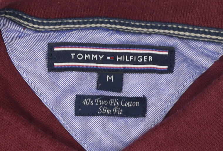 Tommy Hilfiger Men’s Burgundy Slim Fit Cotton Polo Shirt Size M