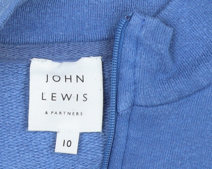 John Lewis Women Blue 1/2 Zip Sweatshirt Size 10 Cotton Modal