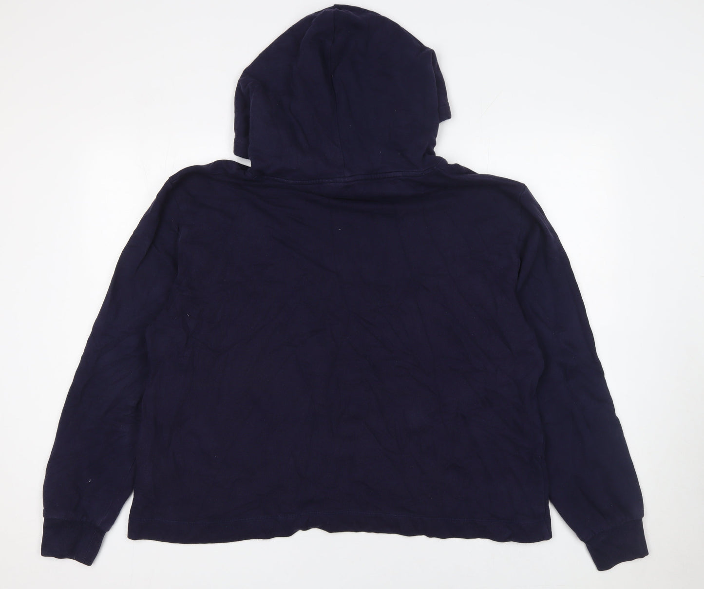 GAP Womens Navy Hoodie L Cotton Logo Print Casual Pullover