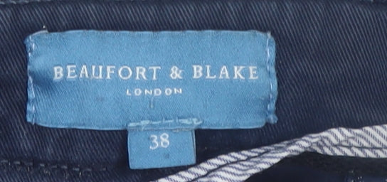Beaufort & Blake Men’s Blue Chino Trousers Size 38 Regular Cotton
