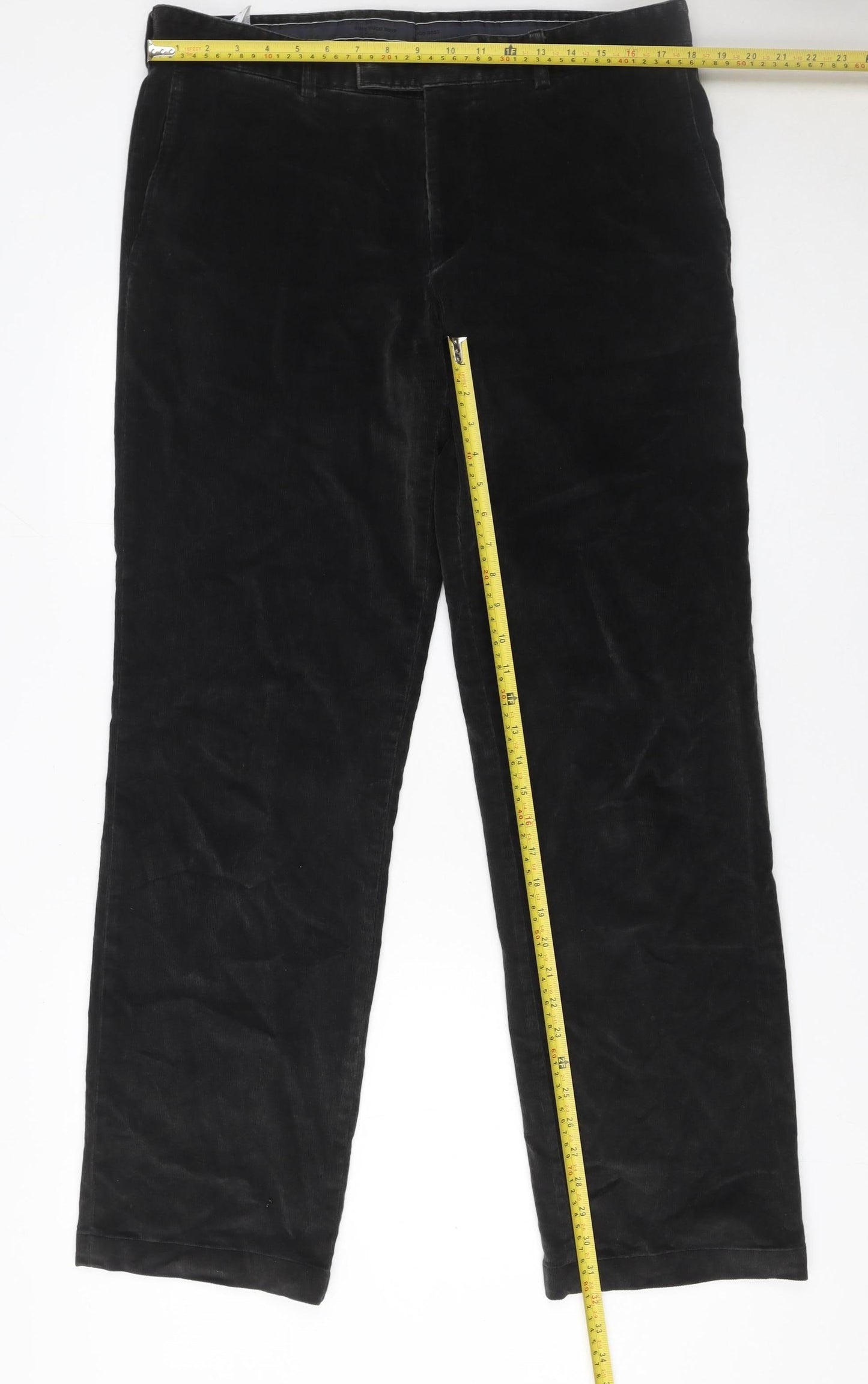 Hugo Boss Men’s Black Corduroy Chino Trousers Size 36W Regular Fit