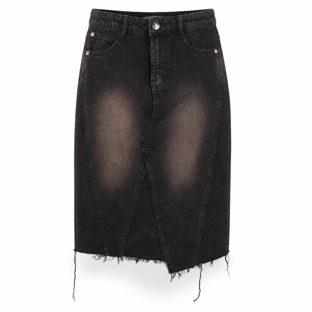 Bershka Womens Black Denim Pencil Skirt Size 6 High Rise Stretch
