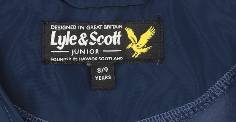 Lyle & Scott Boys Blue Full Zip Hoodie 8-9 Years Polyester Fleece