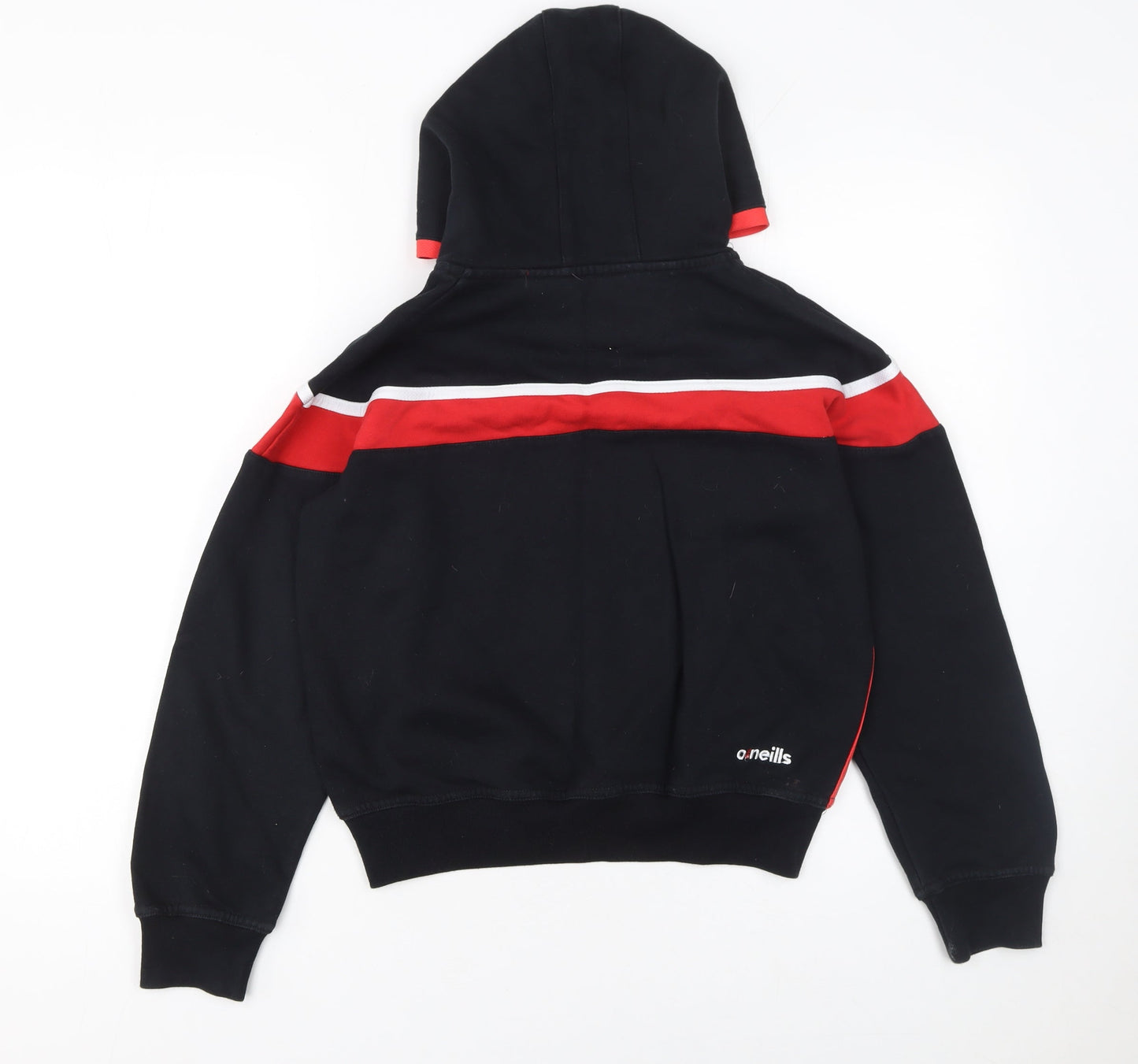 O'Neills Boys Black Red Pullover Hoodie 9-10 Years Sandbach RUFC Fleece