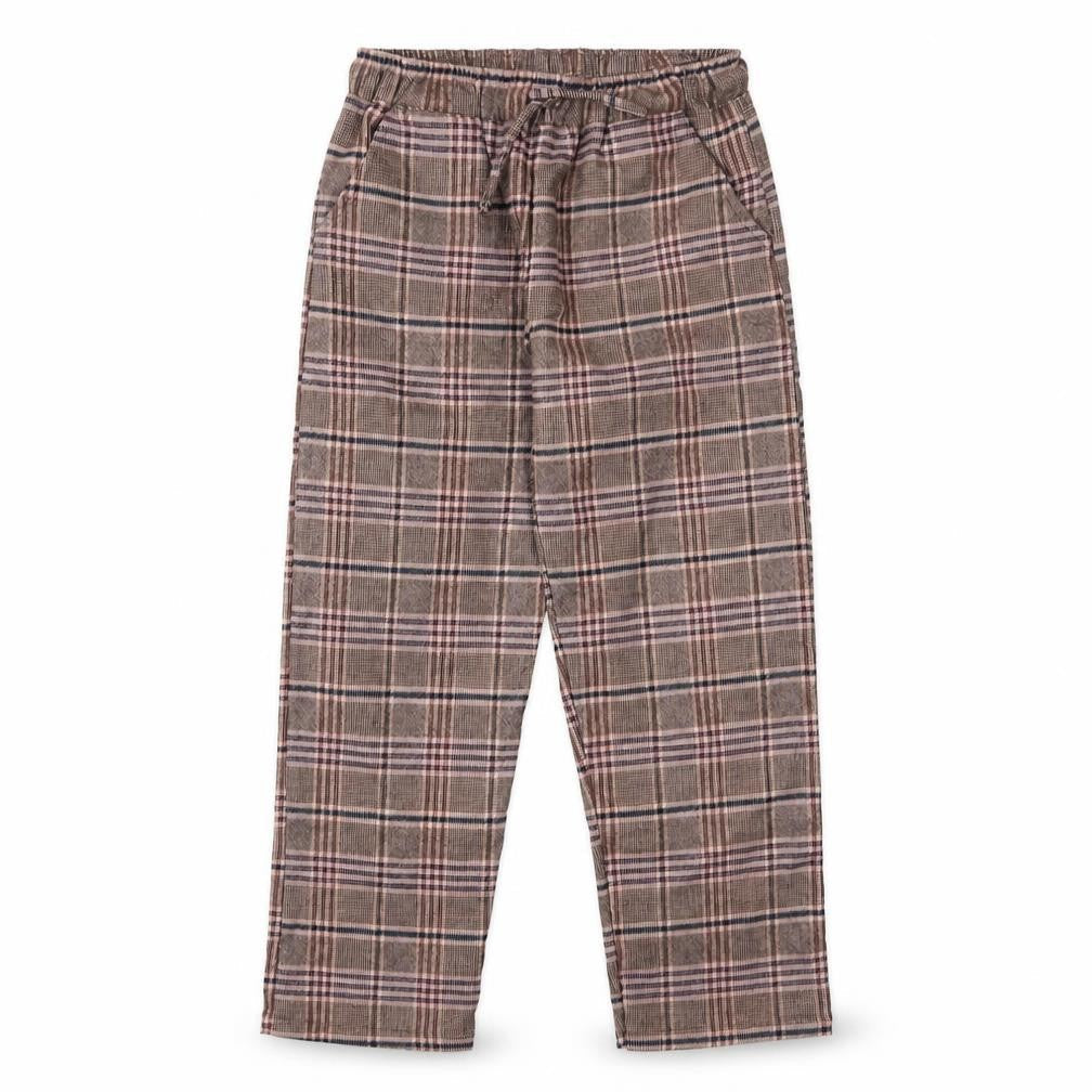 Next Girls Brown Check Trousers 8 Years Elastic Waist Wool Blend Warm