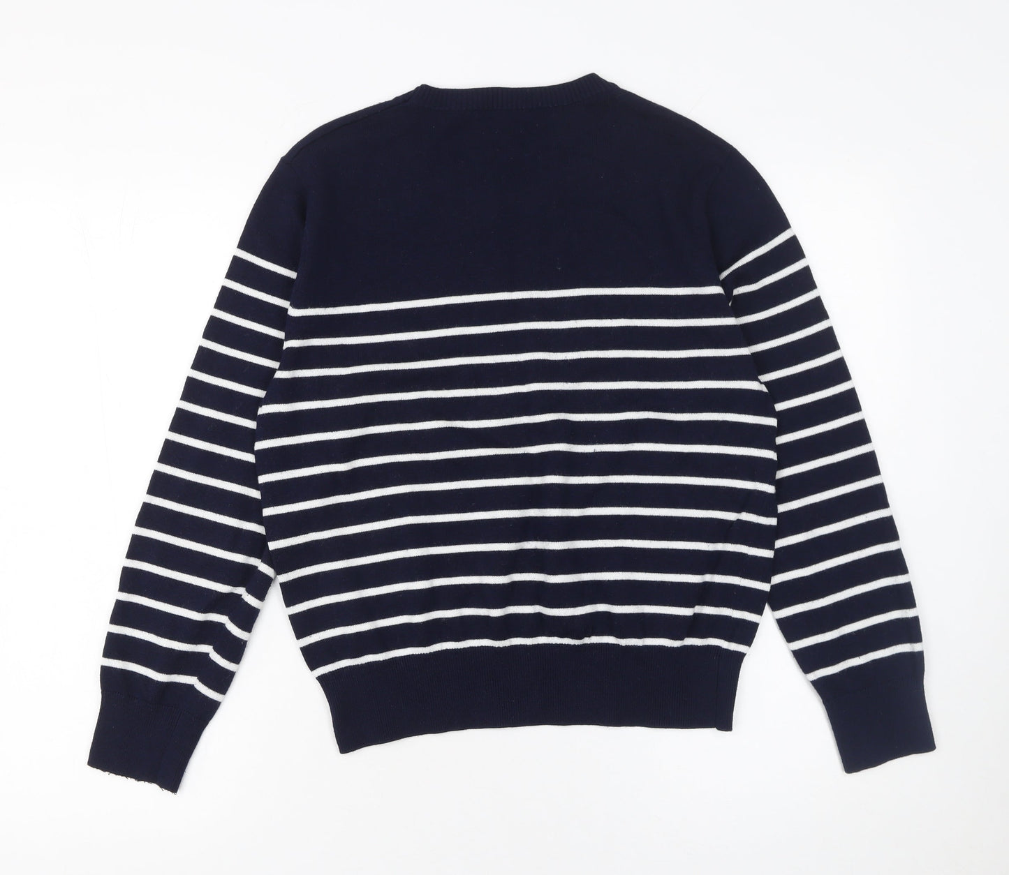Matty M Women's Blue Striped Crew Neck Knit Jumper XL