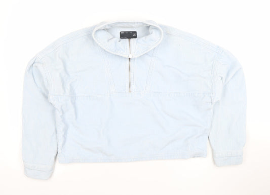 ASOS DESIGN Women Blue Corduroy Cropped Half Zip Jacket Size 6
