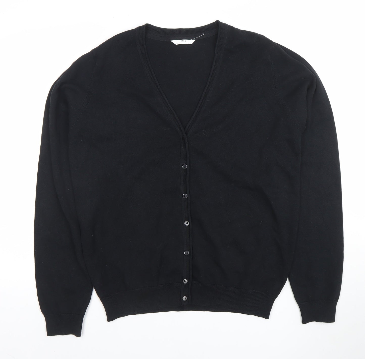 Marks and Spencer Boys Black Cotton Cardigan 16-17 Years Button Front