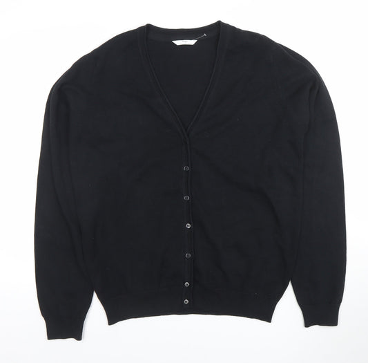 Marks and Spencer Boys Black Cotton Cardigan 16-17 Years Button Front