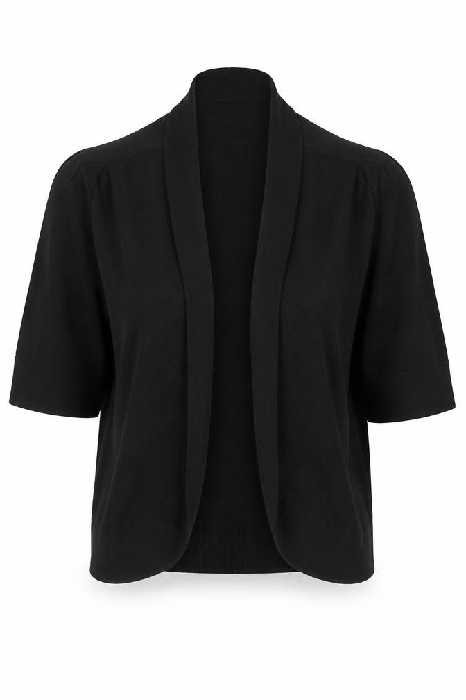 Carmen Marc Valvo Women's Black L Knit Open Cardigan