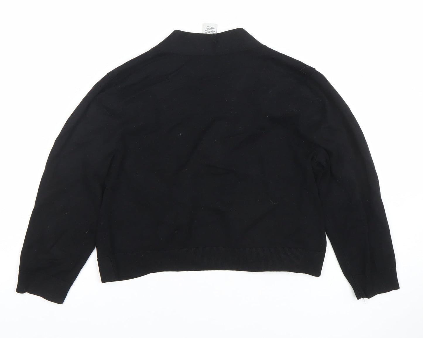 Carmen Marc Valvo Women's Black L Knit Open Cardigan