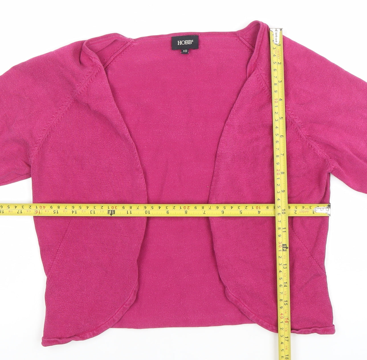 Hobbs Women's Pink Size 10 Open Knit 3/4 Sleeve Cardigan