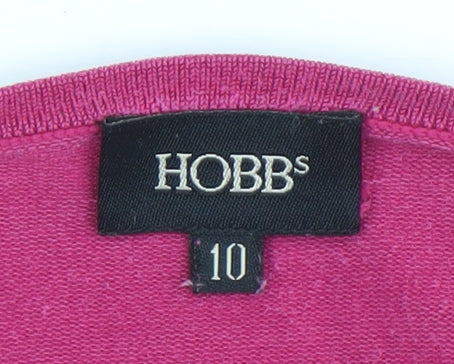 Hobbs Women's Pink Size 10 Open Knit 3/4 Sleeve Cardigan