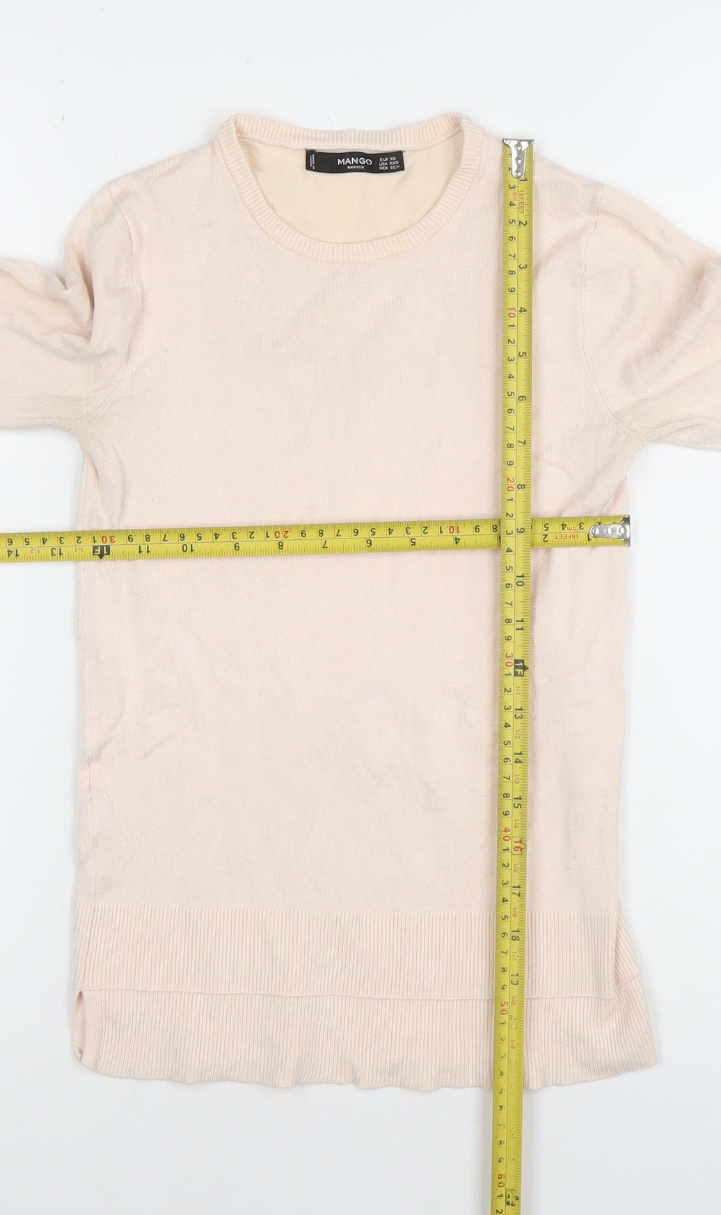 Mango Women’s Beige Cotton Crew Neck Long Sleeve Jumper XS